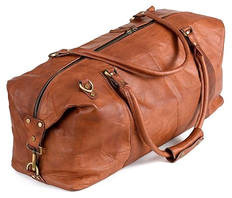 Berliner Bags München XL Weekender Reisetasche Handgepäck Sporttasche echtes Leder Damen Herren Vintage Braun I 55x40x20