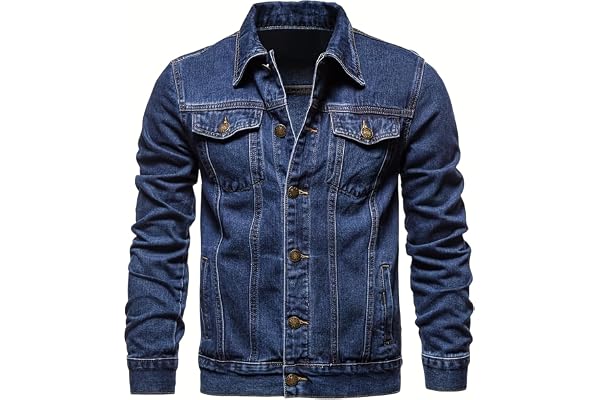 ESDVQ Men's Denim Jacket Jean Vest Jacket for Versatile Wear | Soft & Durable Blue Jacket with Classic fit Casual Lightweight
