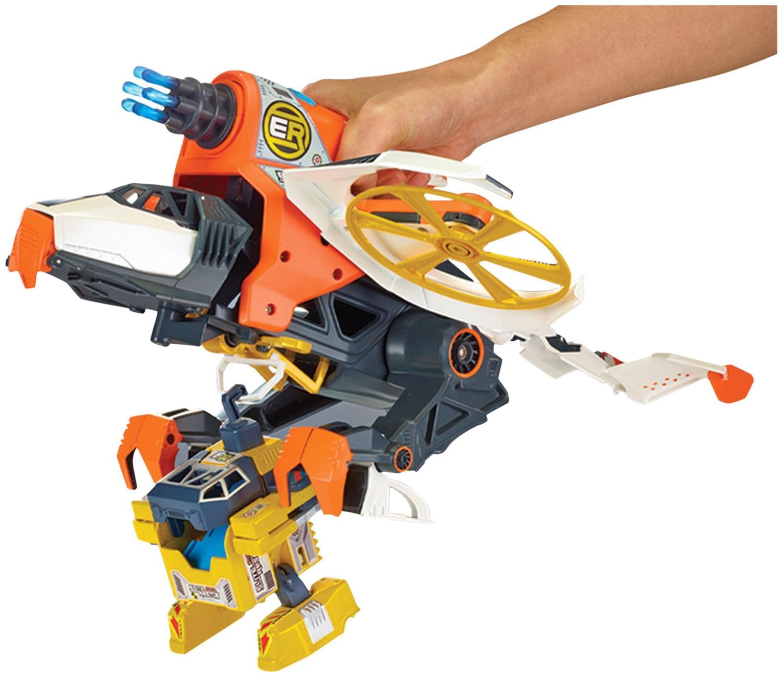Matchbox Elite Rescue Chopper Vehicle, Orange, Toy Helicopter, Includes Water Missile Cannons & Working Claws, Ages 4+