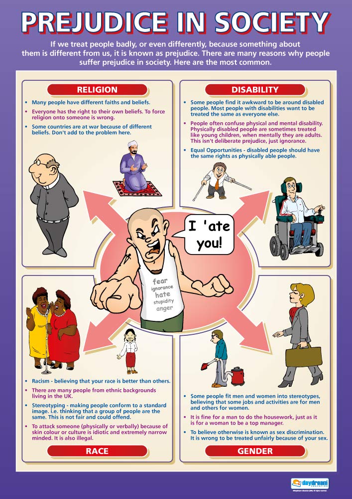 Daydream Education Prejudice in Society | PSHE Posters | Gloss Paper measuring 850mm x 594mm (A1) | PSE Classroom Posters | Education Charts