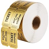 Golden Tickets 1 Roll 1000 Metallic Foil Raffle Tickets for Events, Carnivals, Contests, Entry Prizes &amp; Class Rewards (Golden)