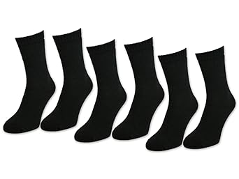 sockenkauf24 6 | 12 | 24 Paar THERMO Socken Damen & Herren Vollfrottee Schwarz Baumwolle mit Komfortbund