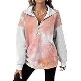 domirica Womens Pullover Sweatshirts Quarter-Zip Disign Novelty Sweatshirts Casual Pullover Oversized Fall Wear 2025
