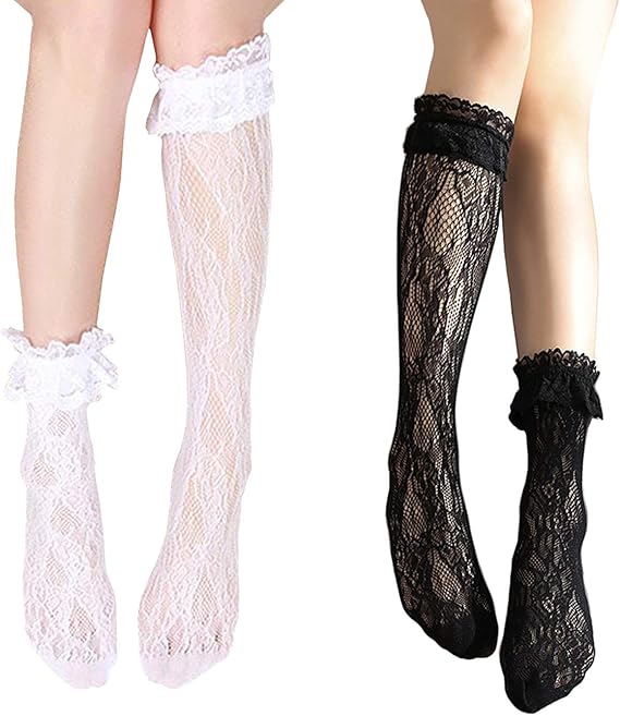 Amazon 総レース ハイソックス かわいい ロリータ靴下 Lolita 女子 靴下 レースソックス 通気性ソックス 脱げないレース靴下 ブラック ホワイト ソックス 通販 Amazon 総レース ハイソックス かわいい ロリータ靴下 Lolita 女子 靴下 レースソックス 通気性ソックス 脱げないレース靴下 ブラック ホワイト ソックス 通販