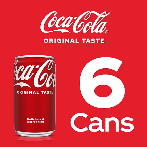 COCA-COLA SODA SOFT DRINKS, 7.5 FL OZ, 6 PACK – CLASSIC COLA SOFT DRINK, MINI SODA CANS