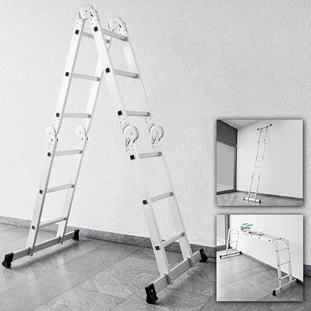 Multifunktionsleiter 3 in 1 Alu Stehleiter Gerüstleiter Klappleiter Anlegeleit