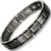 RainSo Mens Magnetic Bracelet 3500 Gauss Vintage Titanium Steel Adjustable with Gift Box