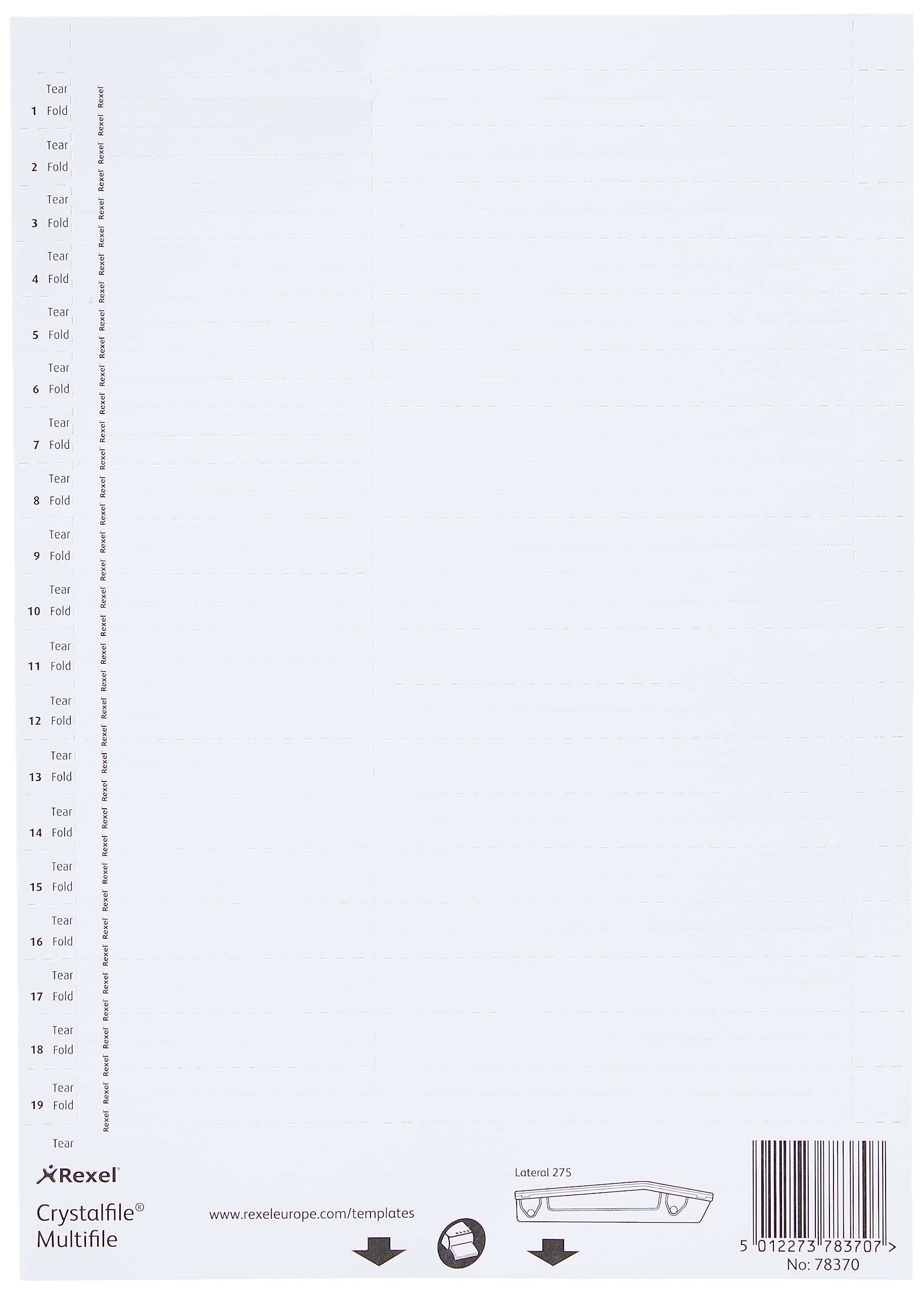 Rexel Crystalfile Lateral 275 Tab Inserts White (Pack of 57) 78370