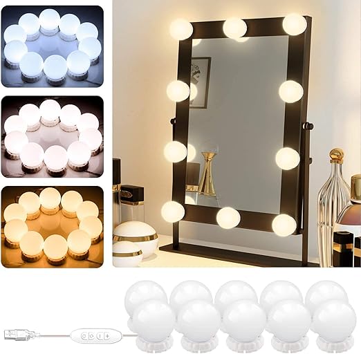 Vanity Mirror Lights Wall Mount Hollywood Style Led Vanity Lights With 10 Adjustable And Dimmable Led Bulbs Vanity Light Kit For Mirror Led Lights For Makeup Mirror White Amazon Ca Electronics