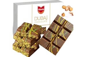 Chobella Dubai Chocolate Bar Pistachio 7oz – Premium Pistachio Dessert with Shredded Phyllo Dough, Crispy Kunafa Style Chocolate Gift Box