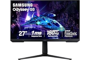 Samsung 27-Inch Odyssey G3 (G30D) Series FHD Gaming Monitor, 1ms, 180Hz, AMD FreeSync, Adjustable Stand, Black Equalizer, Virtual Aim Point, Eye Saver Mode, Flicker-Free, LS27DG302ENXZA