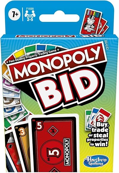 Monopoly Bid Card Game Buy Trade or Steal Properties 2-5 Players