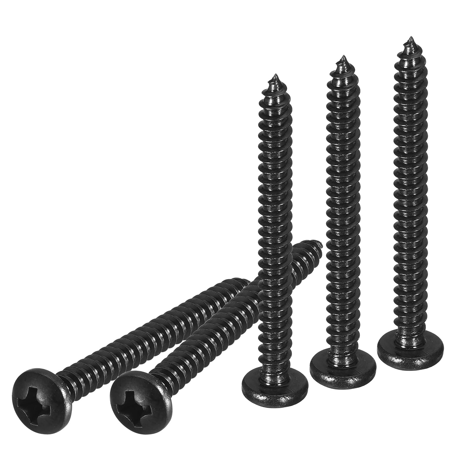 DTGN #7x1-1/2" Phillips Pan Head Self-tapping Screw - 50Pack - Black Oxide 304 Stainless Steel Sheet Metal Screws Wood Screws