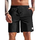 Yousify Men's Corduroy Shorts Casual Elastic Waist Drawstring Summer Beach Vacation Shorts with Pockets