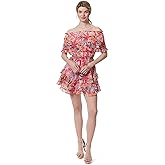 Jessica Simpson Womens Amaya Off The Shoulder Ruffled Short Dress with Elastic Wasitband Standard