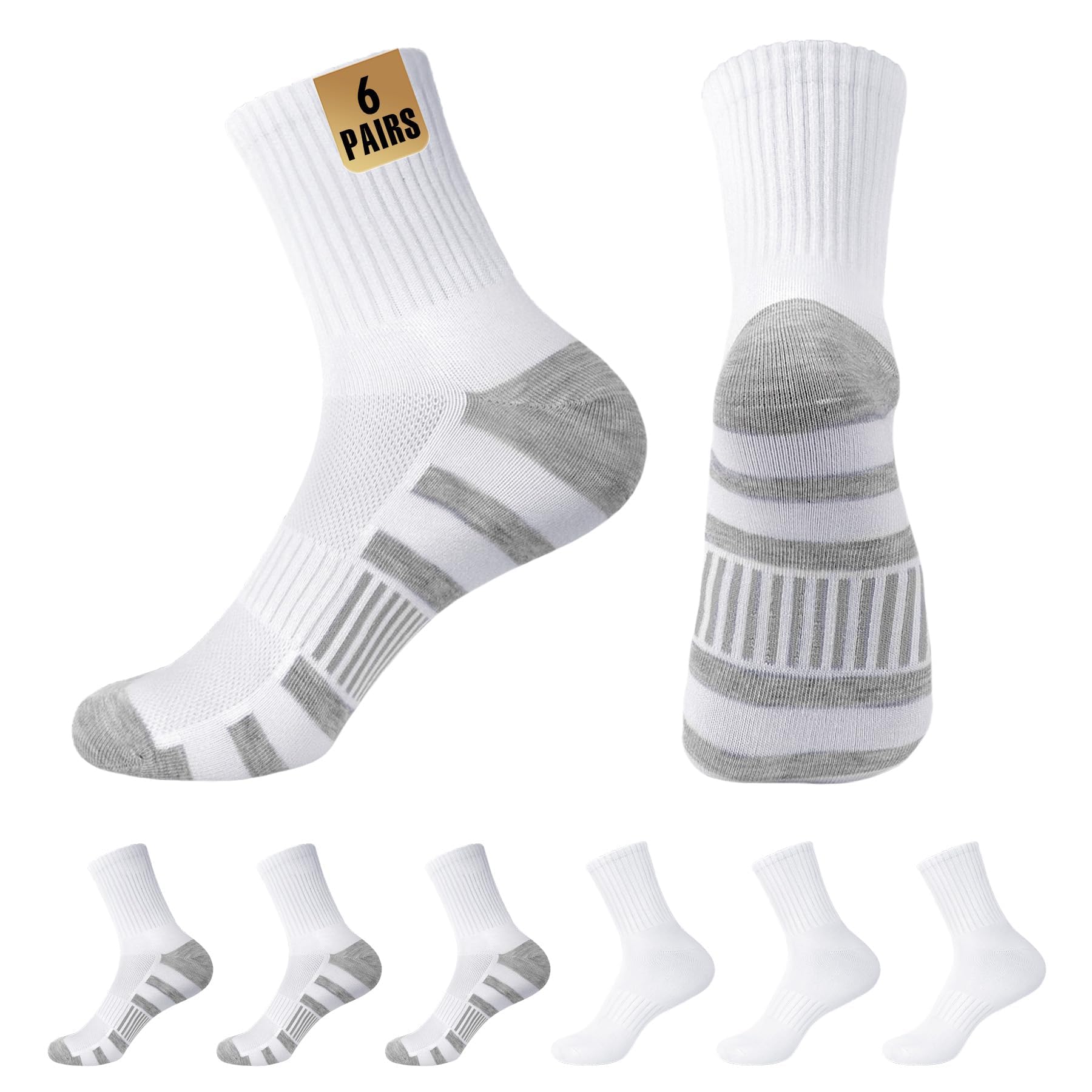MUQU Mens White Quarter Socks - Thin Athletic