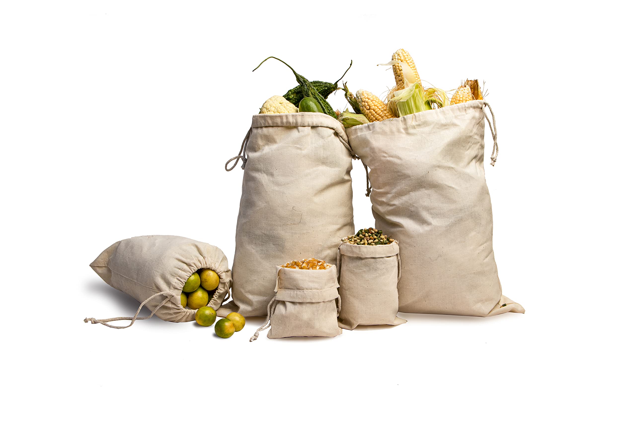 12Pcs Muslin Natural Cotton Drawstring Bag - 3x5 Inches 100% Organic Cotton Used for Everyday Storage Grocery, Dust Cover, Shopping, Gift, Bags