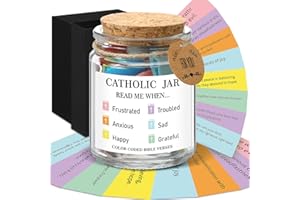 LUNMON Catholic Bible Verse Jar Read Me When Prayer Hope Jar for Daily Encouragement Inspirational Color Coded Scripture Cards Religious Christmas Catholic Gifts for Women Teens Teacher Church Faith