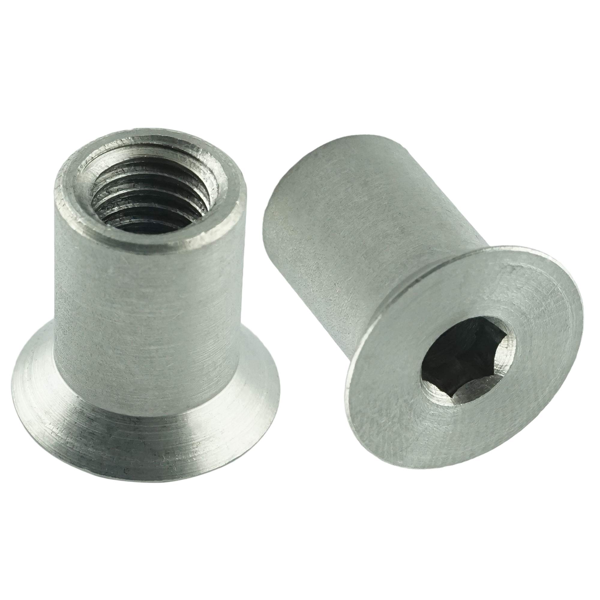 Eisenwaren2000 M8 x 16 mm sleeve nuts with countersunk head and hexagon socket (5 pieces), stainless steel A1 1.4305, rust-proof
