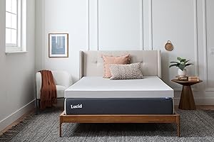 Lucid 3 Inch Bamboo Charcoal Memory Foam Mattress Topper, Twin XL