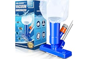 EGIFI Portable Pool Vacuum for Above Ground Pool, Jet Underwater Cleaner with 3 Scrub Brush, Mesh Bag and 5 Section Pole of 47", Attach to Common Garden Hose, Blue