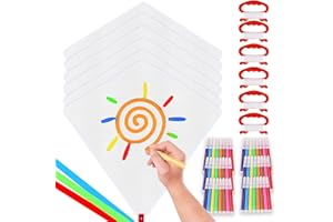 Ynybusi DIY Kite Kits for Kids&Adults Making Kit Bulk,Easy to Fly Large Kites with Long Tail，Kites for Kids Ages 4-8-12，Beach Kite for Outdoor Games and Activities 6 Pack