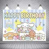 MUSNOW 1Pcs Cinna-morolls Party Decoration Banner Photography Background for Kids Birthday Party Cinna-morolls Photo Booth Props (4.16X2.3 Ft)