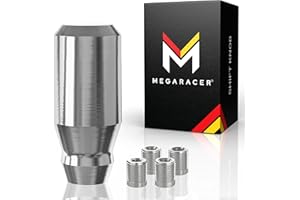 Mega Racer 8cm Silver Aluminum Shift Knob - for Buttonless Automatic and 4, 5 and 6 Speed Manual Transmission Vehicles, Interior Automotive Replacement Parts, 1 Piece