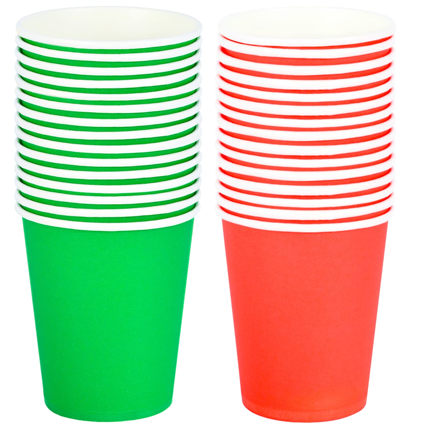 XNHIU 40 Pieces 9 Ounce Paper Cups Christmas Red and Green Paper Cups Disposable Party Cups (Red, Green)