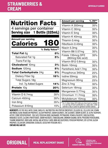 SLIMFAST ORIGINAL STRAWBERRIES & CREAM MEAL REPLACEMENT SHAKES, 4 CT, 11 FL OZ