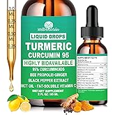 Turmeric Curcumin Supplement Drops with 95% Curcuminoids, Enhanced Absorption Liquid Turmeric Complex 1000mg w/Bee Propolis Ginger MCT Oil Vitamin C & Black Pepper for Joint & Immune Support | Non GMO