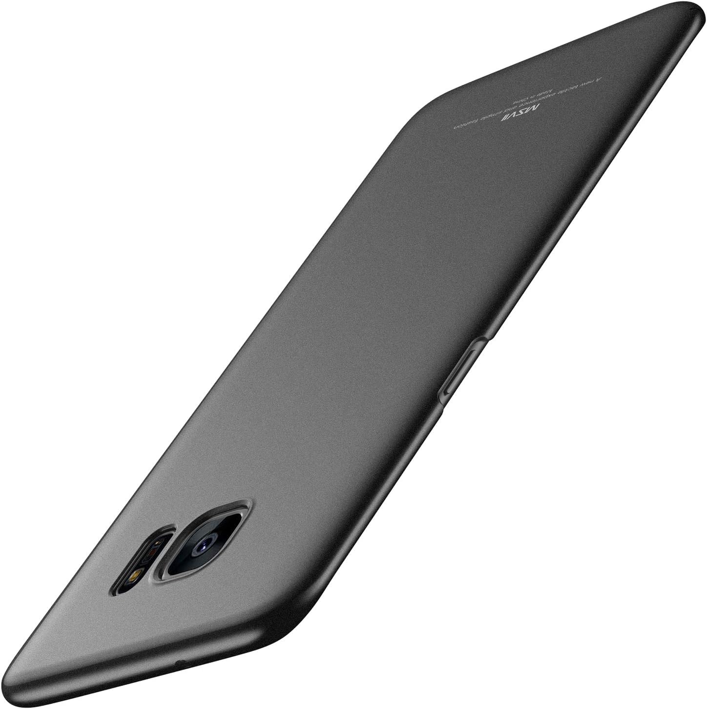 MSVII Sand Gravel Frosted Case for Samsung Galaxy S7 Edge Ultra Thin Hard Plastic Rugged Armor Back Cover with Tempered Screen Protector (Black) r