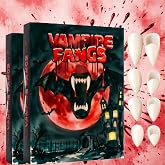 Vampire Teeth Fangs, 4 Pairs of Vampire Fangs for Adults, Halloween Realistic Vampire Teeth and Fake Fangs with Upgraded Reusable Adhesive, Vampire Costume Makeup Accessories Women Men (13,15,17,19mm)