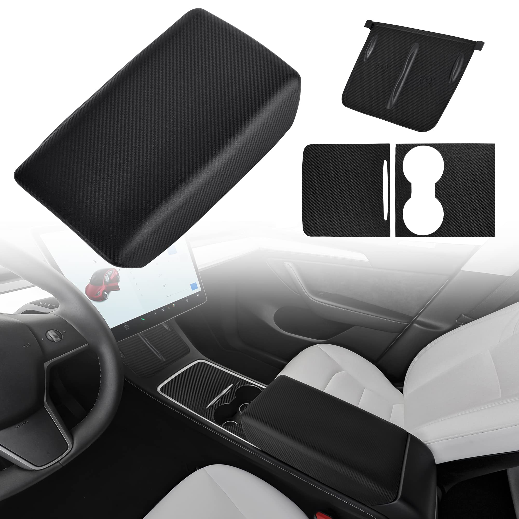 Spigen Tesla Model Y & Model 3 2021-2023 Armsteun Cover - Zwarte TPE Hoes, Antislip En Krasbestendig