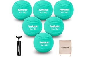 SunNordic 6/9 Pack Seams Weighted Baseball Set (16 oz) - Weighted Baseballs for Hitting Training & Improved Power - Plyo Baseball for All Skill Levels