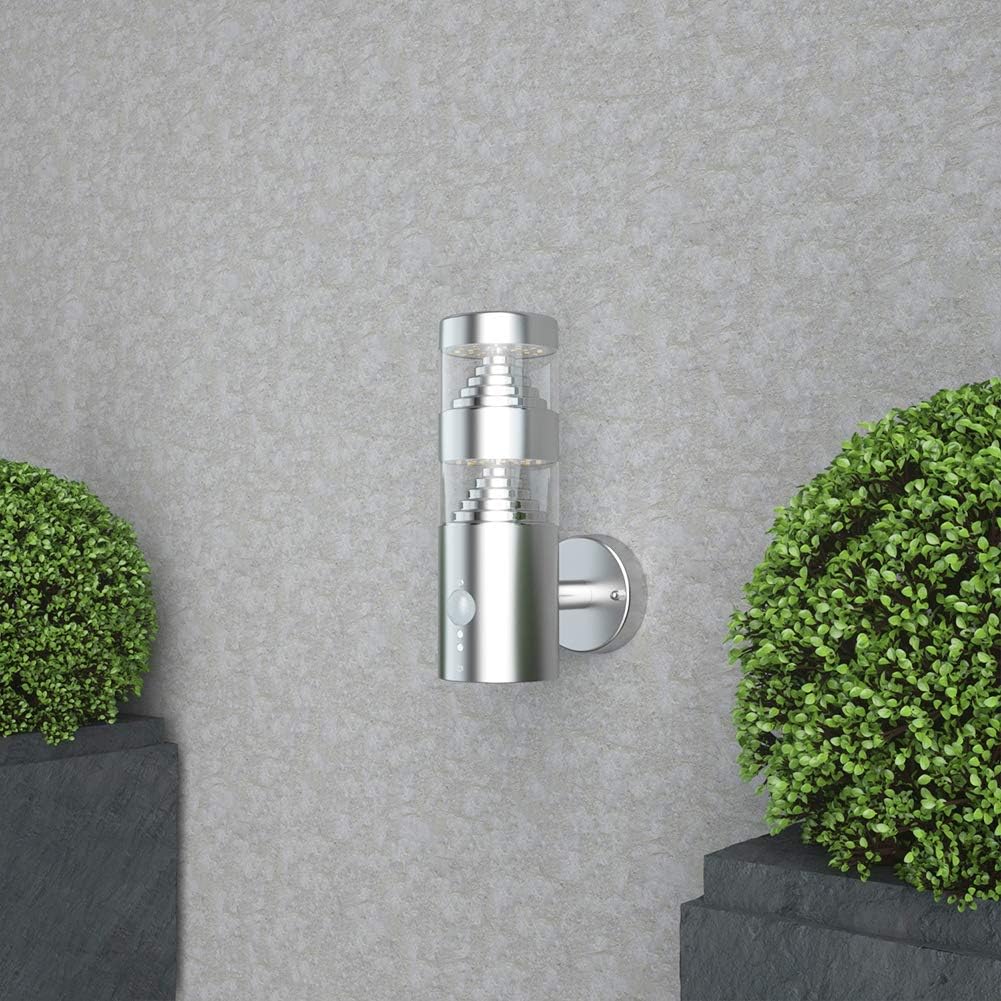 NBHANYUAN Lighting LED Outdoor Wall Light with 4 Modes PIR Sensor,SUS316 Stainless Steel Outside Wall Lamp for Garden,IP54 Front Door Wall Lights Mains Powered 220-240V 9W 1000LM - Image 5