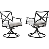 Amazon Brand - Ravenna Home Archer Steel-Framed Outdoor Patio Swivel Dining Chairs, Set of 2, 35"H, Gray