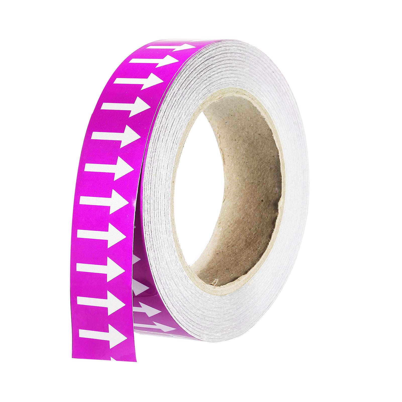 PATIKIL White on Purple Color Arrow Tape Vinyl Stickers Arrow Labels 30mm/1.2" for Pipe Markers, 1 Roll