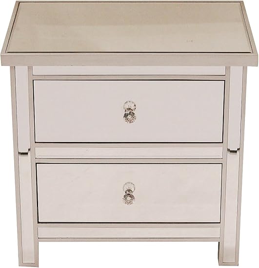 Amazon Com Heather Ann Creations Handcrafted Modern 2 Drawer Storage Nightstand Chest In Beveled Mirrored Finish 23 X 16 X 22 Furniture Decor