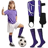 VercanMonth Soccer Shin Guards and Socks Kids Youth Lightweight Soccers Pads Defender with Ankle Protection Ski Shin Guards Football Equipment for Age 4-14 Toddler Boy Girl