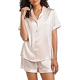 Fishers Finery Women's 100% Mulberry Silk Short Pajama Set; Short Sleeve