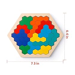 Coogam Wooden Hexagon Puzzle for Kid Adults - Shape