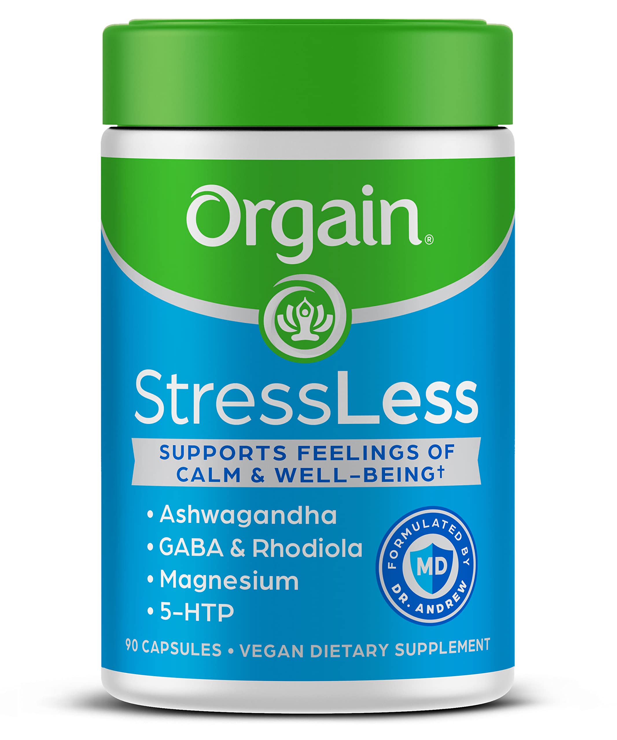 Photo 1 of Orgain StressLess, Vegan Stress Relief Supplement - Blend of Magnesium, Lemon Balm, GABA, 5 HTP, Rhodiola Rosea, Ashwagandha and Chamomile, Gluten Free, Doctor Formulated - 90 Count, 30 Day Supply