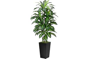 ASTIDY Artificial Dracaena Tree 5FT - Fake Tree with Black Tall Planter - Faux Yucca Tall Fake Floor Plant in Pot - Artificial Plant for Home Office Living Room Decor Indoor