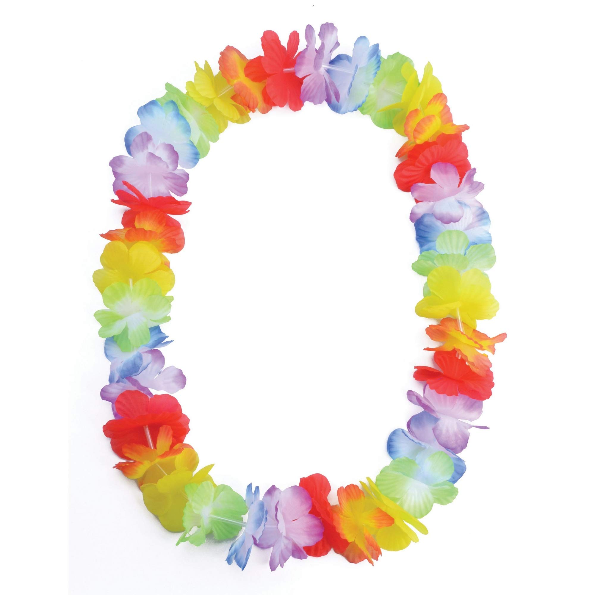 Multicolor Silk Flowers Hawaiian Leis (1 Piece) - Perfect for Luau Parties, World and Culture, Tropical Getaways, & More Halloween