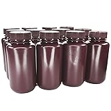 EISCO - Pack of 12, 250mL Wide Mouth Amber HDPE