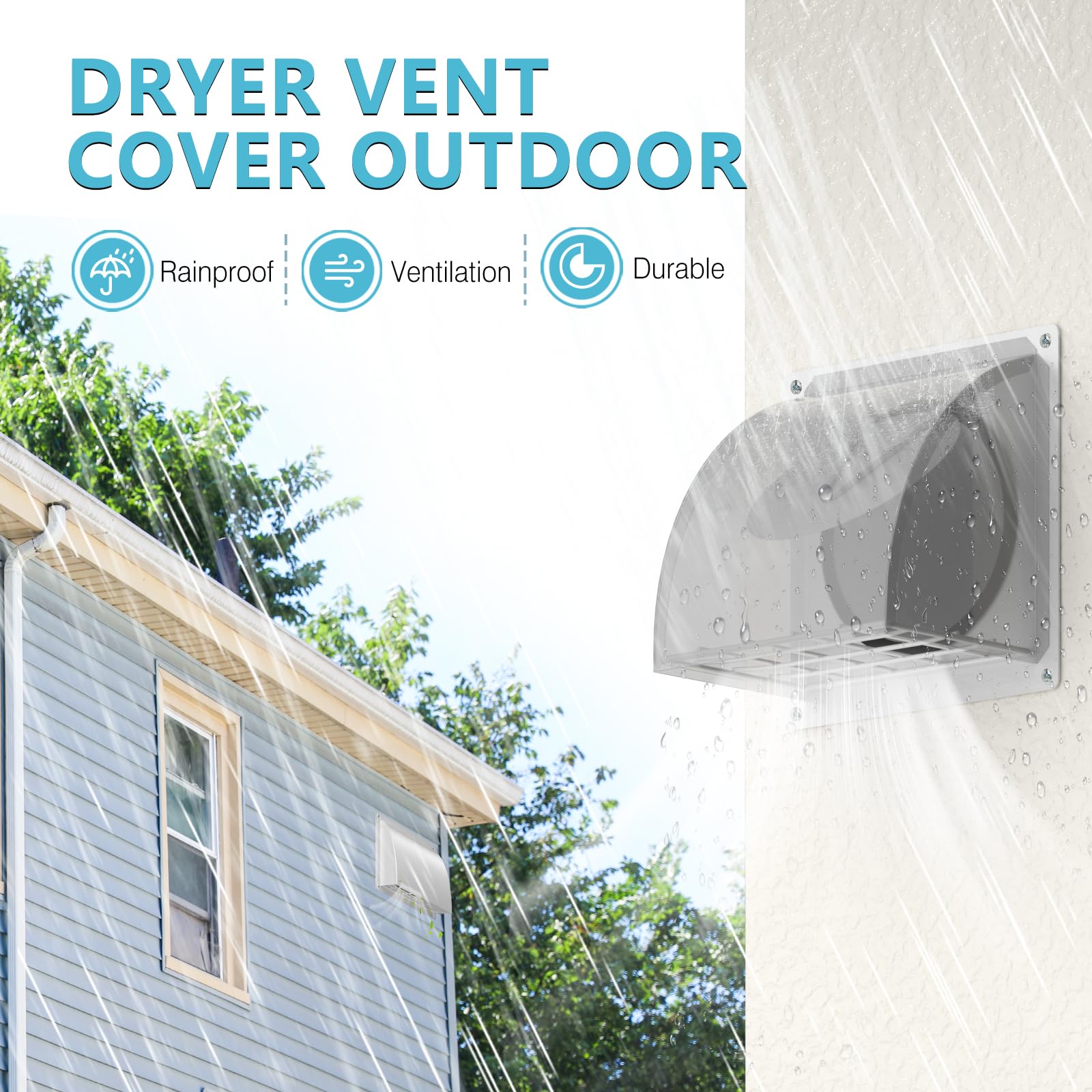 4 Inch Dryer Vent Cover Outside, HG Power Metal Exterior Vent Cover with Removable Screen & Cushioned Non-Return Flap, Air Wall Vent for House, Range Hood, AC, Opening Diameter: 3.81