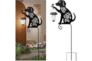 YY-Ladybug Dog Holding Solar Lantern Garden Stakes Outdoor Dog Stakes Animal Decorative Garden Stakes