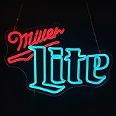 Beer Themed LED Neon Sign - Adjustable Brightness Wall Decor - Ideal for Man Cave, Bar, Pub - 16.5" x 12.2" (Miller-Lite 2)