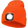 MELASA Unisex Hat with Light, USB Rechargeable Hands Free Headlamp LED Beanie, Winter Gifts for Men Dad Father Husband Him